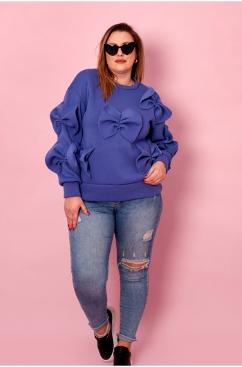 SALE! BETINA - Bluza z kokardami w kolorze liliowym