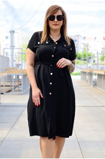 FIORENTINA - Wyjątkowa sukienka z guziczkami w kolorze czarnym