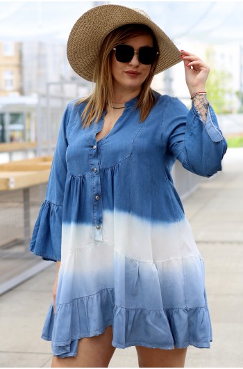 FLAVIA - Sukienka ombre jeansowa z błękitem
