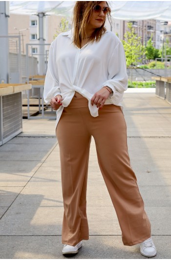 ZIPPORA - Szerokie, eleganckie spodnie w kolorze beżowym