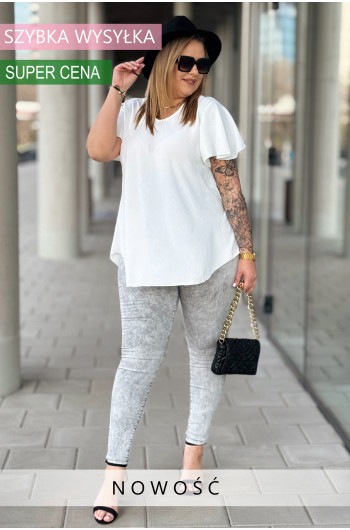 LICIA- Klasyczna elegancka długa bluzka w kolorze białym