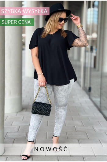 LICIA- Klasyczna elegancka długa bluzka w kolorze czarnym