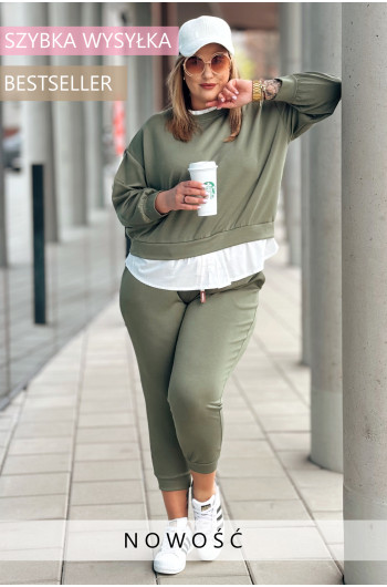 DONATELLA - Elegancki komplet dresowy w kolorze khaki