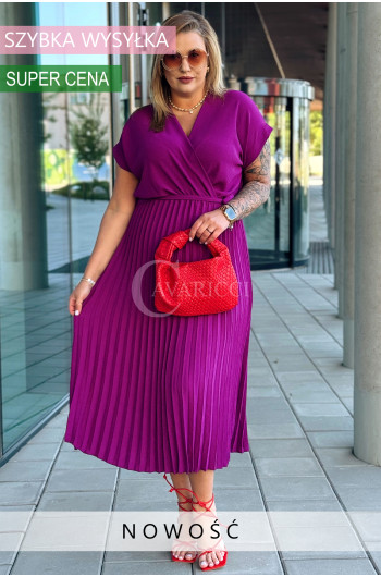 FILBERTA - Olśniewająca sukienka plisowana w kolorze purpurowym