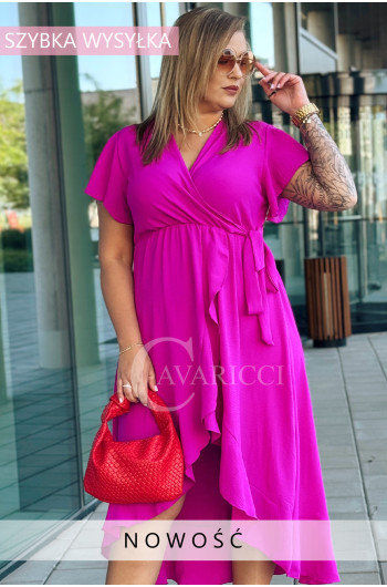 FRANCESSCCA - Elegancka sukienka z falbankami w kolorze fuksji