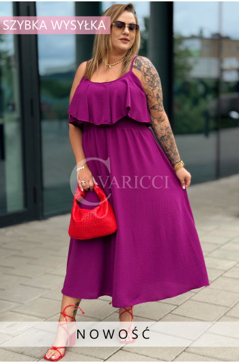 AZURRA - Elegancka zwiewna sukienka z falbanką na biuście na...