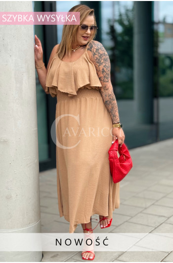 AZURRA - Elegancka zwiewna sukienka z falbanką na biuście na...