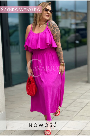 AZURRA - Elegancka zwiewna sukienka z falbanką na biuście na...
