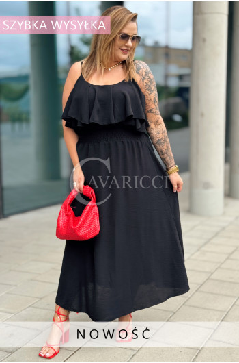 AZURRA - Elegancka zwiewna sukienka z falbanką na biuście na...