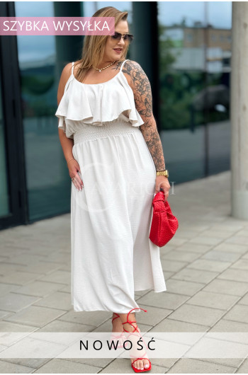 AZURRA - Elegancka zwiewna sukienka z falbanką na biuście na...