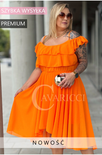 NEOSIA - Zwiewna sukienka na lato, falbany, elegancka, neon...