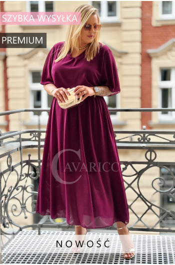 DONNA - Elegancka, przepiękna zwiewna sukienka w kolorze fuksji...