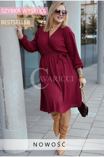 MARITTA - Prosta jesienna sukienka do kolana z długim rękawem w...