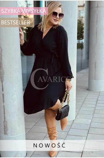 MARITTA - Prosta jesienna sukienka do kolana z długim rękawem w...