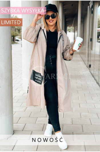 GENUA - Klasyczna długa stylowa kurta typu parka w kolorze beżowym