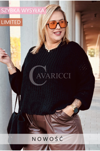 PECORA - Miękki dziergany oversize sweterek w kolorze czarnym
