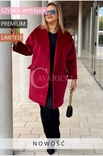 ORSINA- Elegancki klasyczny pluszowy płaszcz jesienny w kolorze...