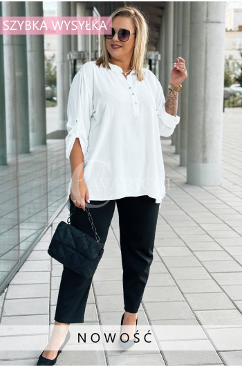 LORETTO - Modna lekka trapezowa koszula z guziczkami w kolorze...