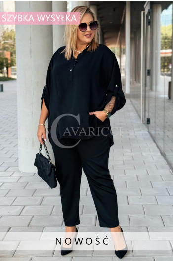 LORETTO - Modna lekka trapezowa koszula z guziczkami w kolorze...