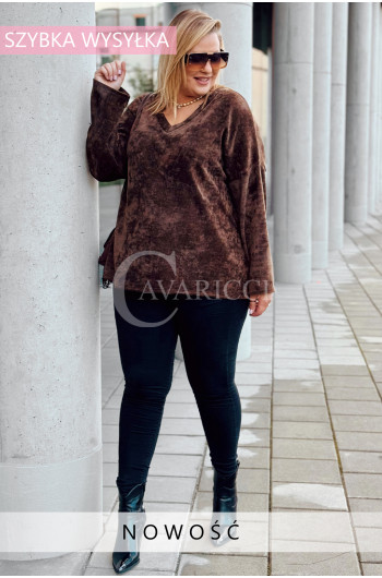 VELUTO - Sztruksowa bluzka-sweterek kszyk na co dzień w kolorze...