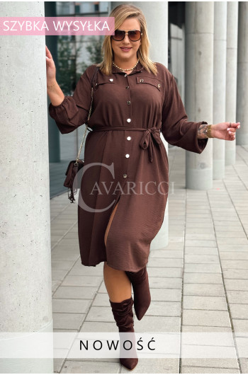 MONZA- Koszulowa szmizjerka z guzikami i długim rękawem w kolorze...