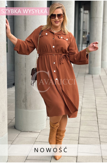 MONZA- Koszulowa szmizjerka z guzikami i długim rękawem w kolorze...