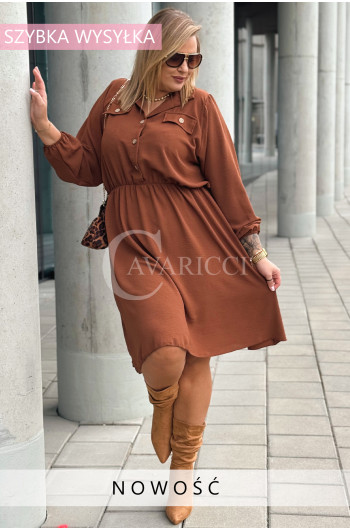 CASERTA - Koszulowa sukienka z guzikami i długim rękawem w...