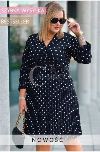 FILIPPA - Plisowana sukienka z długim rękawem i przekładanym...