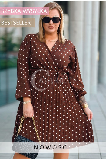 FILIPPA - Plisowana sukienka z długim rękawem i przekładanym...