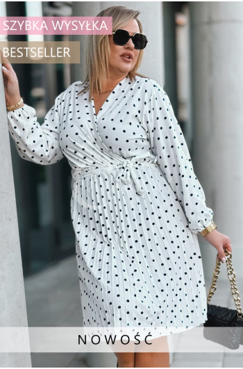 FILIPPA - Plisowana sukienka z długim rękawem i przekładanym...