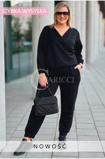 SORA - Kobiecy wygodny dres, komplet spodnie i bluza w literę V...