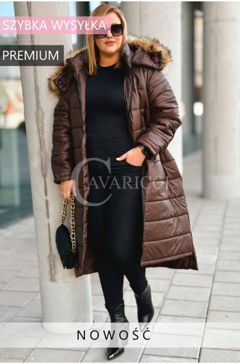 DANIELA - zimowy premium płaszcz z odpinanym futrem i kapturem...