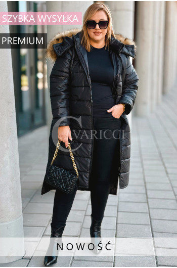 DANIELA - zimowy premium płaszcz z odpinanym futrem i kapturem...