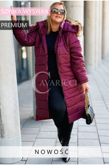 DANIELA - zimowy premium płaszcz z odpinanym futrem i kapturem...