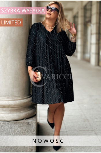 SERENA - trapezowa sukienka, lekka, plisowana i absolutnie...