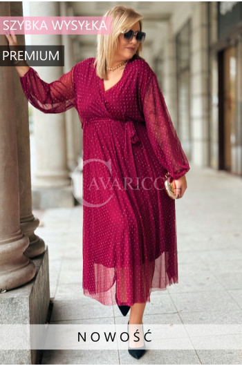 OLESIA - nowa gwiazda wśród sukienek plus size w kolorze bordowym