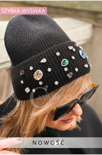 CZAPKA “VIVIEN” – pełna blasku i stylu, kolor czarny