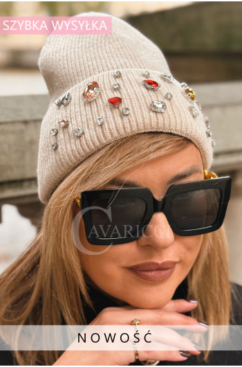 CZAPKA “VIVIEN” – pełna blasku i stylu, kolor beż