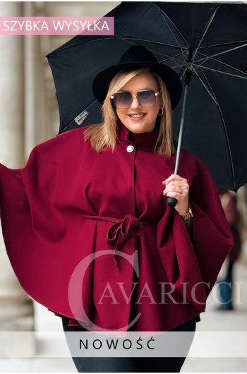 PAOLA - nowość, która zachwyca elegancją ponczo w kolorze bordowym
