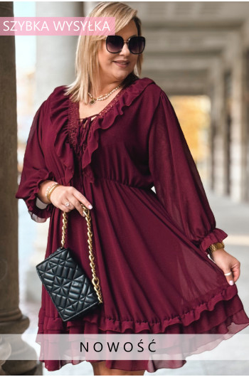 KAJA – romantyczna sukienka z kopertowym dekoltem, falbankami i...