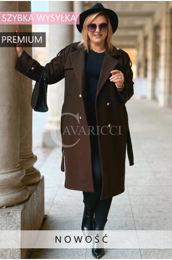 VIEVIENNE - Elegancki płaszcz z ozdobnymi pagonami i guzikami w...