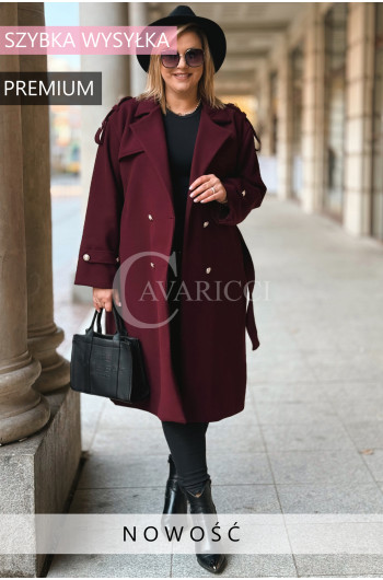 VIEVIENNE - Elegancki płaszcz z ozdobnymi pagonami i guzikami w...