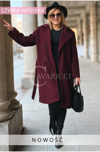 ZANETTE - Klasyczny płaszcz z guzikami i paskiem na podszewce w...