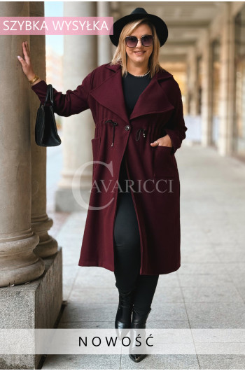 ODETTE - Nowoczesny płaszczyk z fasonem parki w kolorze bordowym