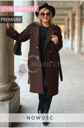 VIEVIENNE - Elegancki płaszcz z ozdobnymi pagonami i guzikami w...