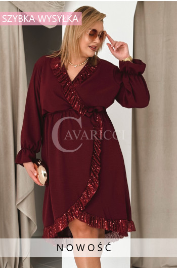 CELESTINA - asymetryczna sukienka z cekinowymi falbankami w...