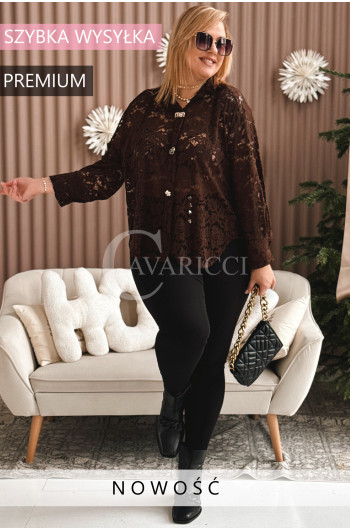 LUCINA - Koronowa koszula pełna szyku z modnymi broszkami w...