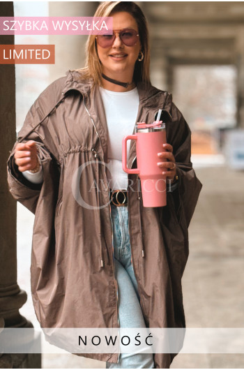 ARIA - Parka typu ponczo z kapturem w kolorze caffe