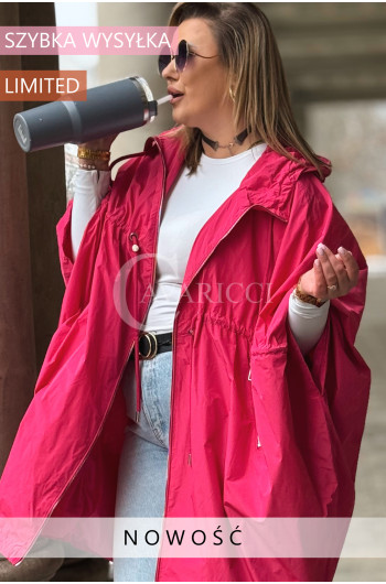 ARIA - Parka typu ponczo z kapturem w kolorze fuksji