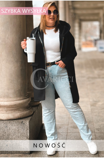 VITA - Długa bluza oversize z kapturem w kolorze czarnym